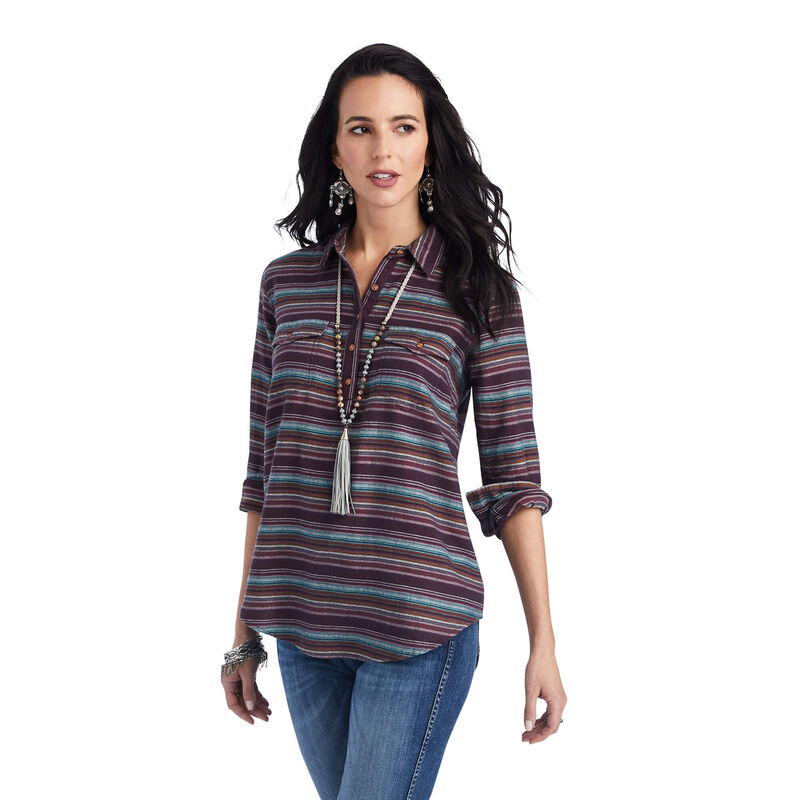 Ariat Hemden Damen - Real Billie Jean Popover DunkelLila ( CWRZH-5284 )